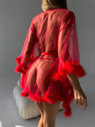 ELYSIA FEATHER ROBE – RED