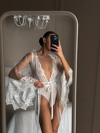 ETHEREAL VEIL LACE ROBE - Scarlet Secret