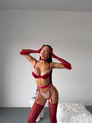 INFERNA SET (BOYUNLUK, ELDİVEN VE ÇORAP DAHİL) - Scarlet Secret