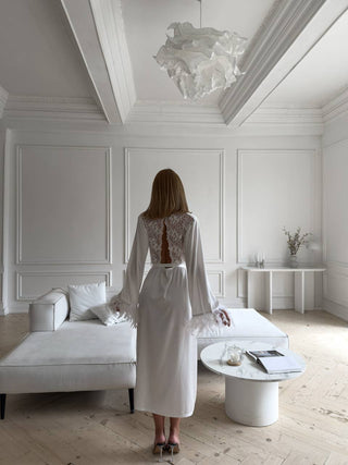 SERAPHINA WHITE SATIN ROBE - Scarlet Secret