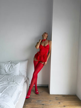 VELOURA CRIMSON BABYDOLL (ÇORAP VE AKSESUAR DAHİL) - Scarlet Secret